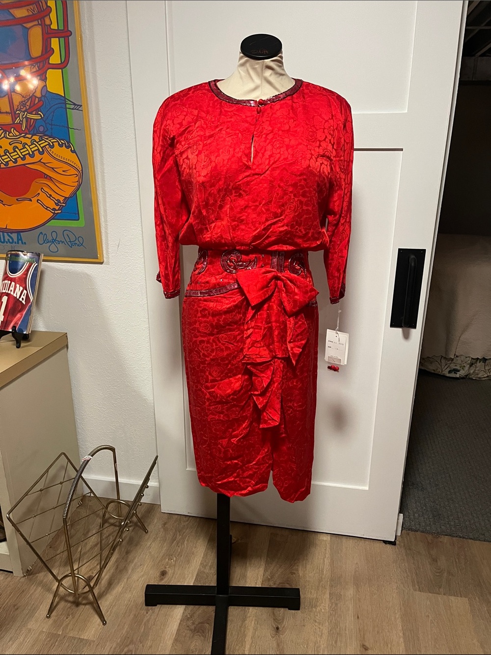 Gorgeous Vintage 80’s Red Silk Dress! NWT
